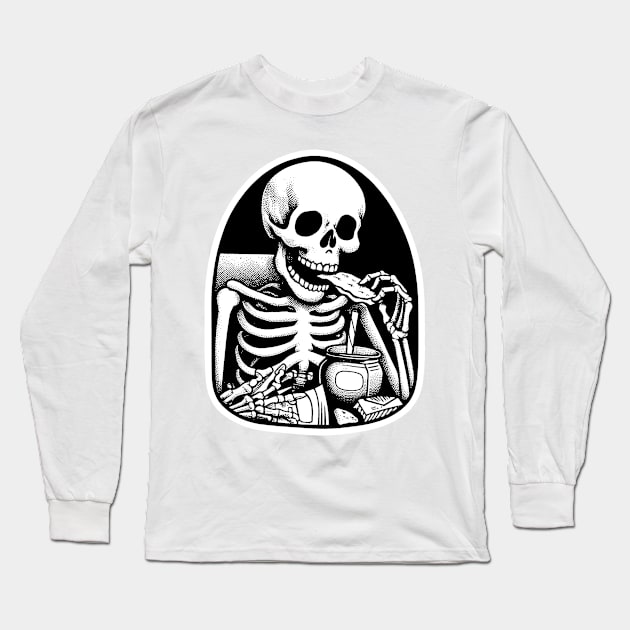 Skeleton Snacks Long Sleeve T-Shirt by altlands